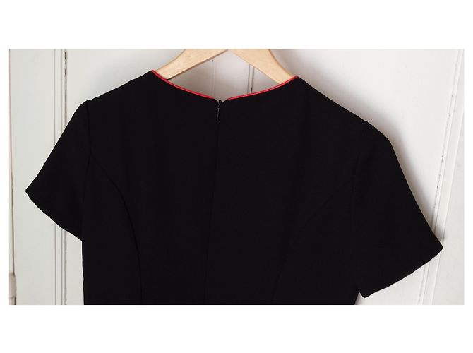 Autre Marque PPRNP Kleid Schwarz mit roter Paspelierung Kurzarm Größe S - Ansicht 7
