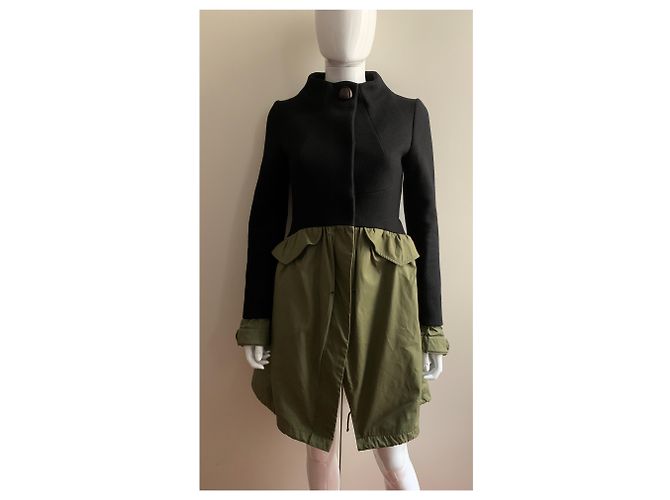 Autre Marque HAUTE Bicolor Wool and Technical Material Slim Coat Multiple colors - view 8
