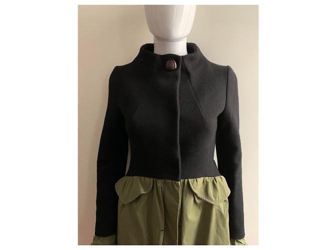 Autre Marque HAUTE Bicolor Wool and Technical Material Slim Coat Multiple colors - view 9