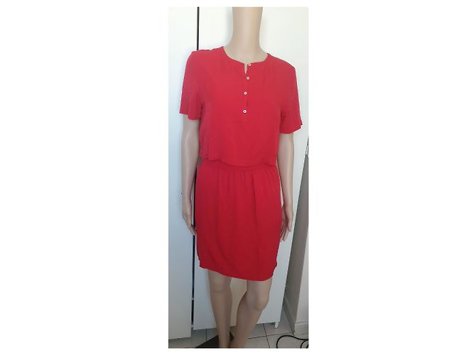Calvin Klein Hemdkleid aus roter Viskose - Ansicht 2