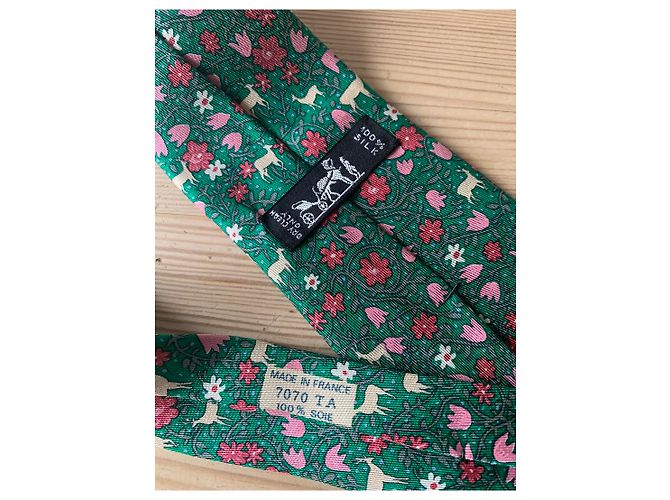 Hermès Laços Rosa Bege Verde - vista 4