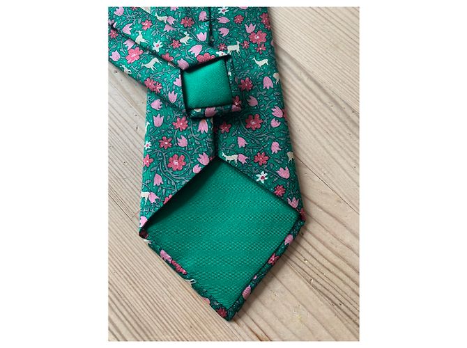 Hermès Laços Rosa Bege Verde - vista 5