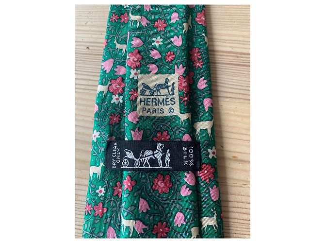 Hermès Laços Rosa Bege Verde - vista 6