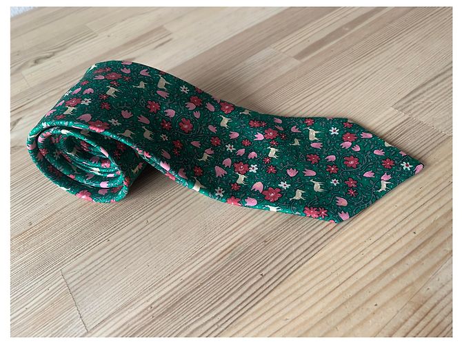 Hermès Laços Rosa Bege Verde - vista 7