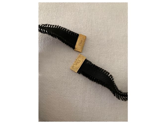 Dior Collar Pulsera Negro Dorado Acero y Tela - vista 3