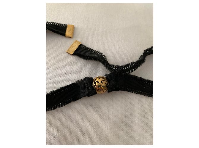 Dior Collar Pulsera Negro Dorado Acero y Tela - vista 5