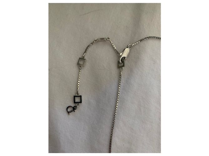 Collana Dior con 2 placche pendenti nera e argento acciaio Nero - vista 3