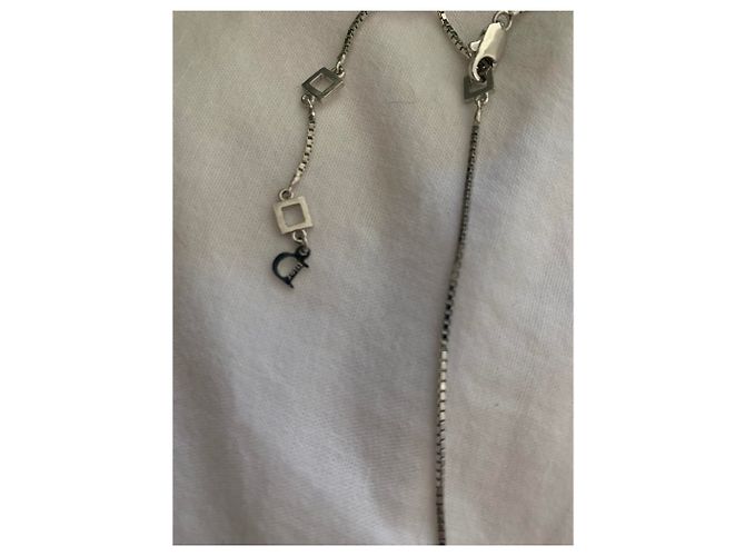 Collana Dior con 2 placche pendenti nera e argento acciaio Nero - vista 4
