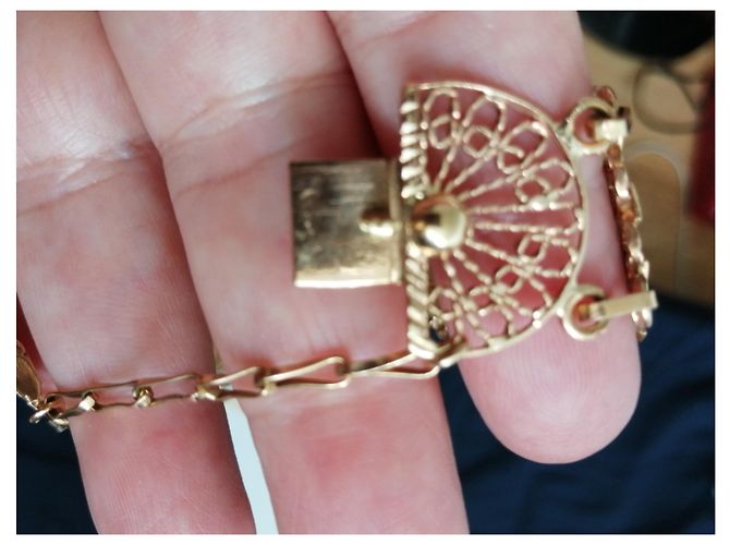 Vintage Bracciale in oro giallo con 5 monete Napoleone 10 Franchi 22 carati D'oro - vista 10