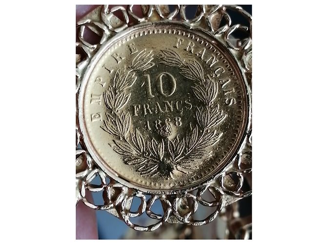 Vintage Bracciale in oro giallo con 5 monete Napoleone 10 Franchi 22 carati D'oro - vista 9