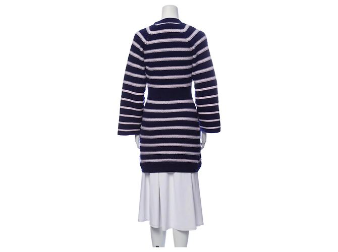 Chanel Gestreiftes Kaschmir Cardigan Set Blau - Ansicht 2