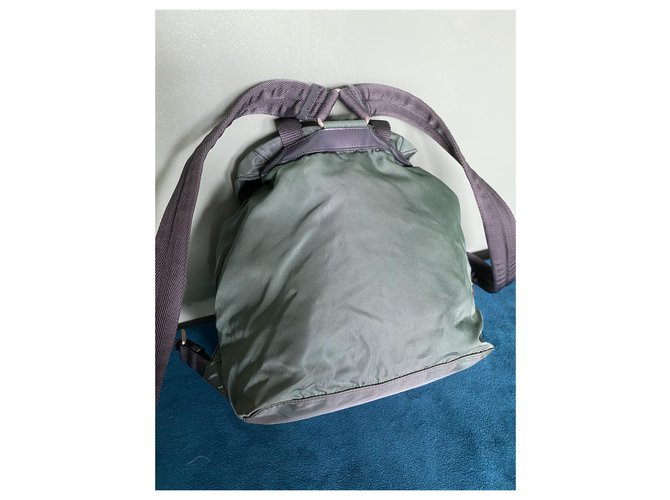 Vintage Prada Rucksack Schwarz Grün Silber Hardware - Ansicht 5