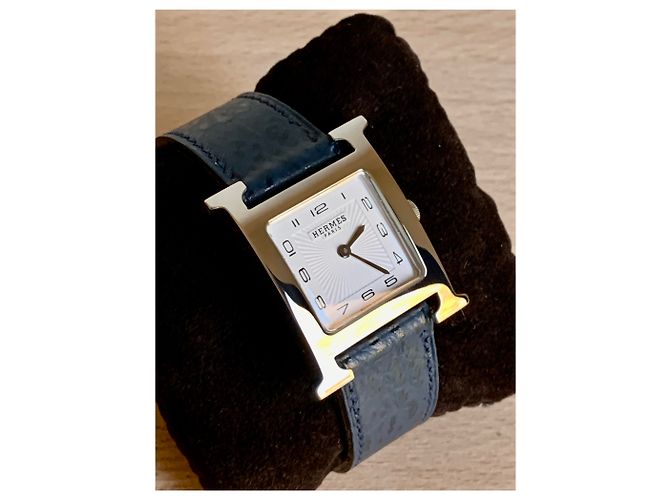 Hermès H Stunde Gd Uhr Modell Armband Requin Dunkelblau - Ansicht 2