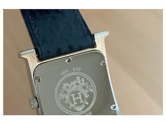 Hermès H Stunde Gd Uhr Modell Armband Requin Dunkelblau - Ansicht 6