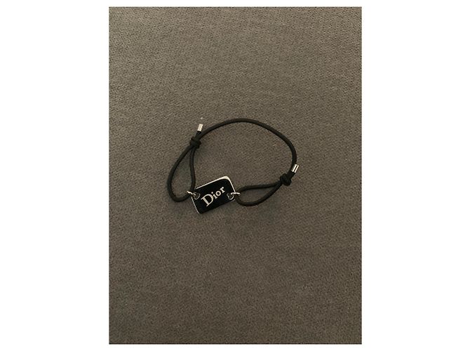 Bracciale elastico Dior nero e argento in acciaio - vista 2