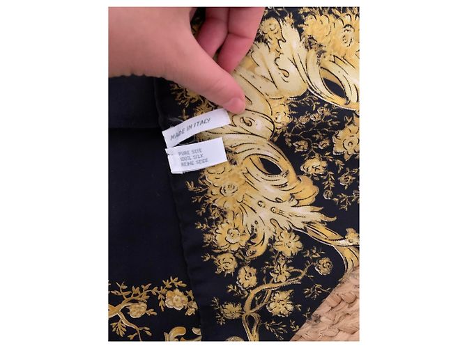 Lenço Dior de seda azul e dourado - vista 5