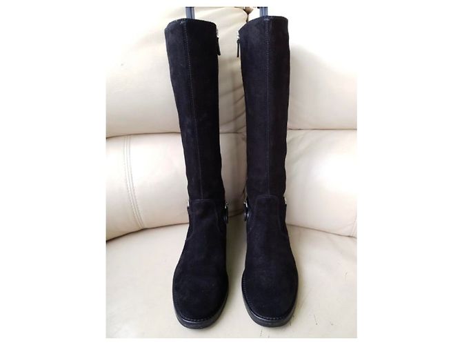 Botas altas Horsebit de ante negro Gucci - vista 2
