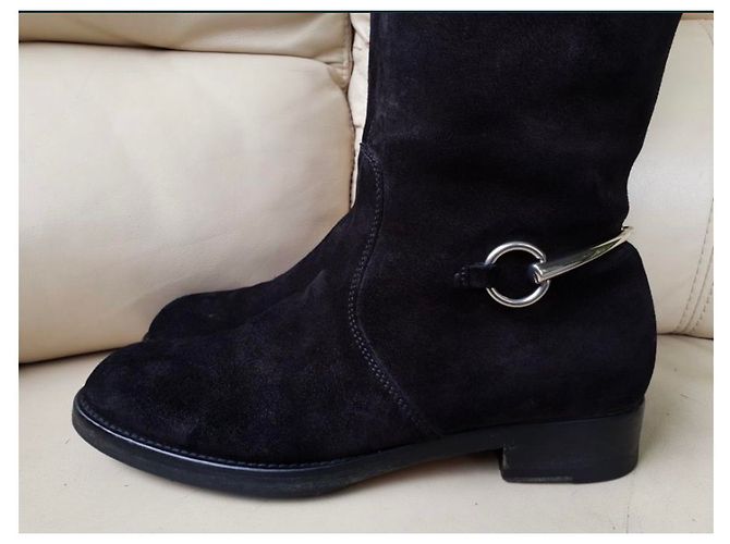 Botas altas Horsebit de ante negro Gucci - vista 3
