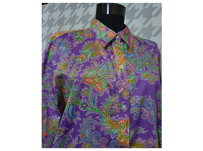 Camisa Ralph Lauren de algodón violeta con flores XL Multicolor Púrpura - vista 2