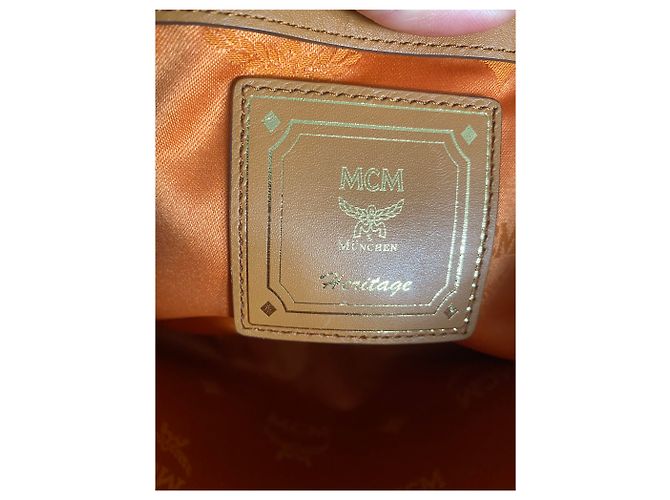 Custodia per laptop MCM Visetos Cognac Clutch con cerniera Marrone Nero D'oro - vista 7