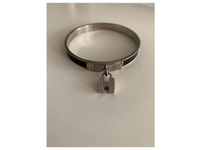 Bracciale Hermès Nero Argentato Metallo Argento - vista 2