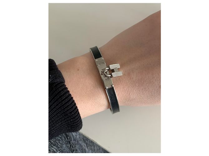 Bracciale Hermès Nero Argentato Metallo Argento - vista 7