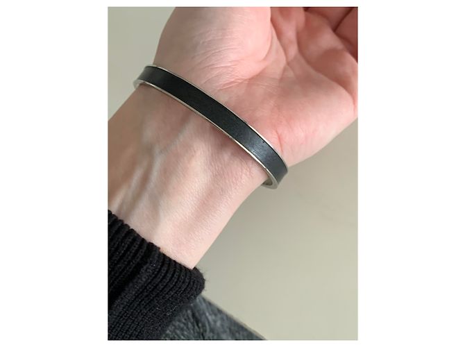 Bracciale Hermès Nero Argentato Metallo Argento - vista 8