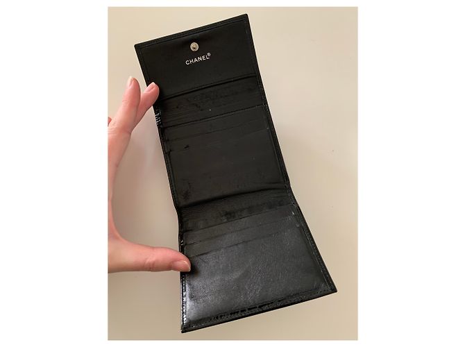 Portamonete Chanel nero in pelle e vernice - vista 5