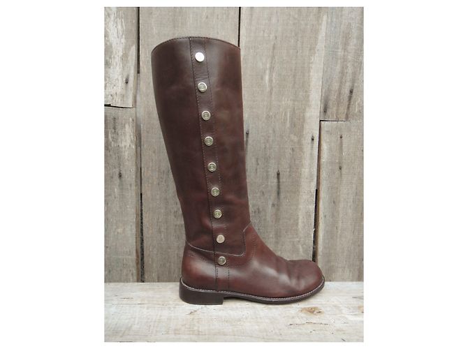 Botas Céline de cuero marrón oscuro talla 38 - vista 3