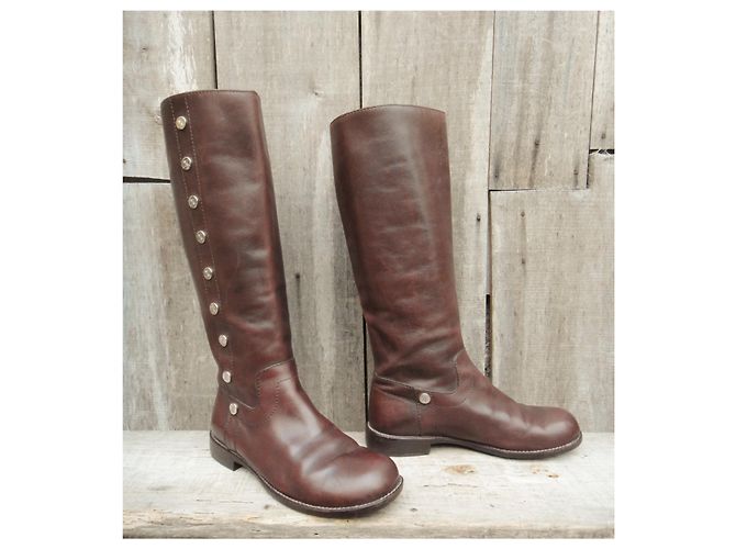 Botas Céline de cuero marrón oscuro talla 38 - vista 4