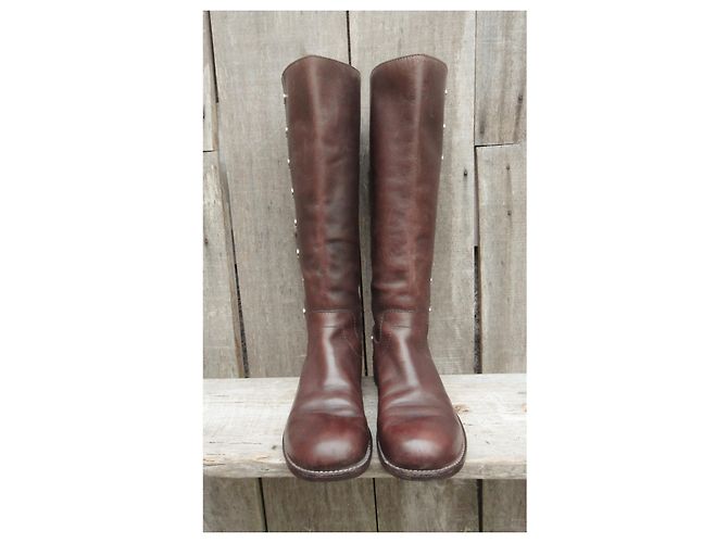 Botas Céline de cuero marrón oscuro talla 38 - vista 6