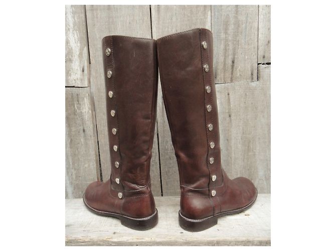 Botas Céline de cuero marrón oscuro talla 38 - vista 8