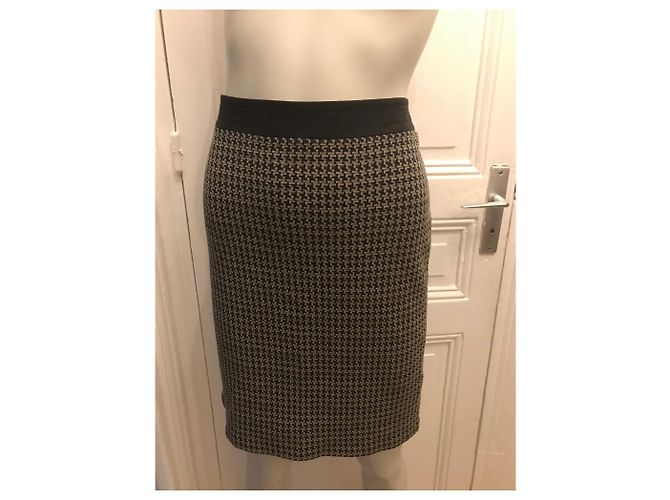 Falda midi Armani de pata de gallo en lana gris oscuro Gris antracita - vista 2