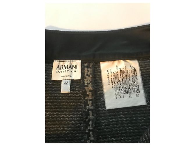 Falda midi Armani de pata de gallo en lana gris oscuro Gris antracita - vista 5