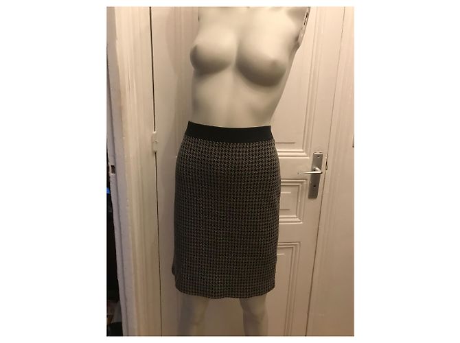 Falda midi Armani de pata de gallo en lana gris oscuro Gris antracita - vista 7