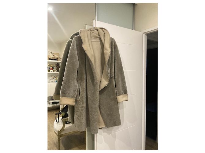 Autre Marque Abrigo reversible de piel de oveja beige Talla 38 - vista 4
