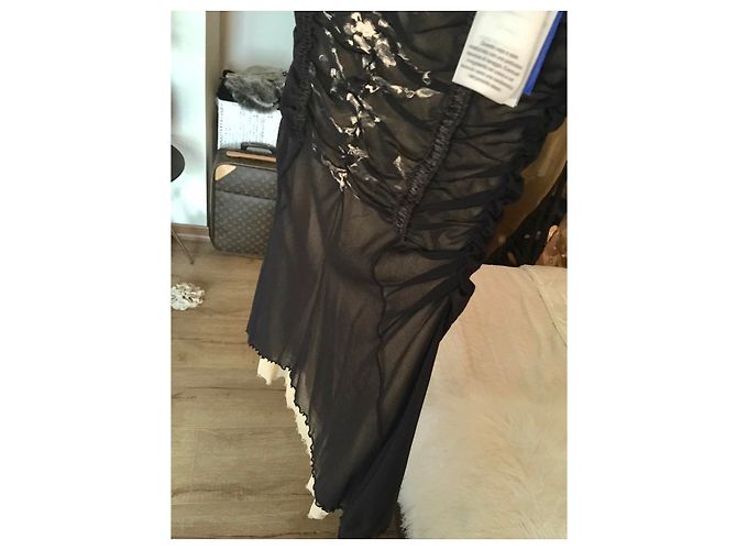 Autre Marque Sonia Fortuna Firenze Cocktail Kleid Schwarz Creme - Ansicht 2