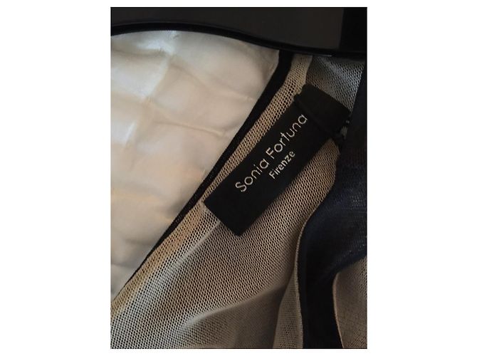 Autre Marque Sonia Fortuna Firenze Cocktail Kleid Schwarz Creme - Ansicht 5