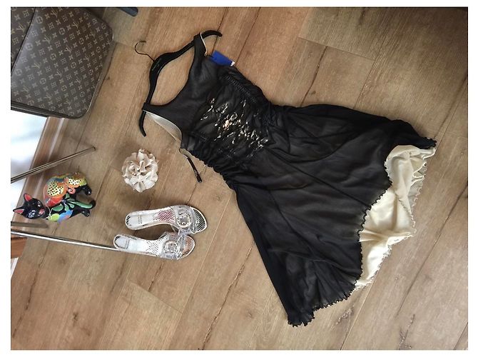 Autre Marque Sonia Fortuna Firenze Cocktail Kleid Schwarz Creme - Ansicht 9