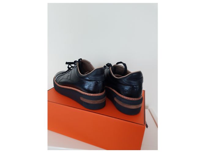 Sneakers Hermès Polo in vernice nera Nero - vista 9