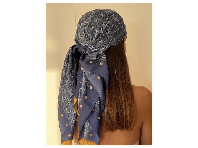 Louis Vuitton Seiden Schals Blau - Ansicht 3