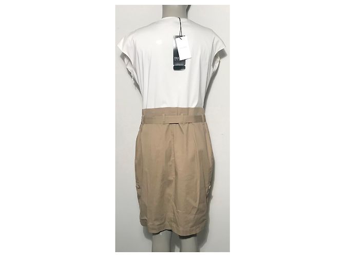 Abito Escada Sport bicolore bianco e beige in cotone - vista 11