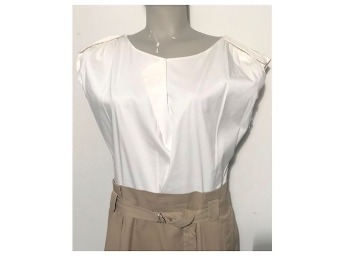 Abito Escada Sport bicolore bianco e beige in cotone - vista 15