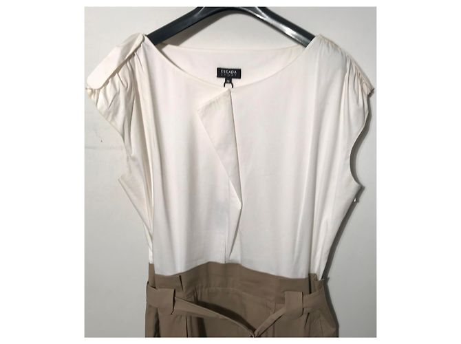 Abito Escada Sport bicolore bianco e beige in cotone - vista 3