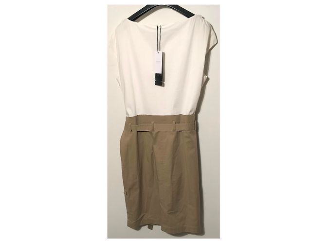 Abito Escada Sport bicolore bianco e beige in cotone - vista 4
