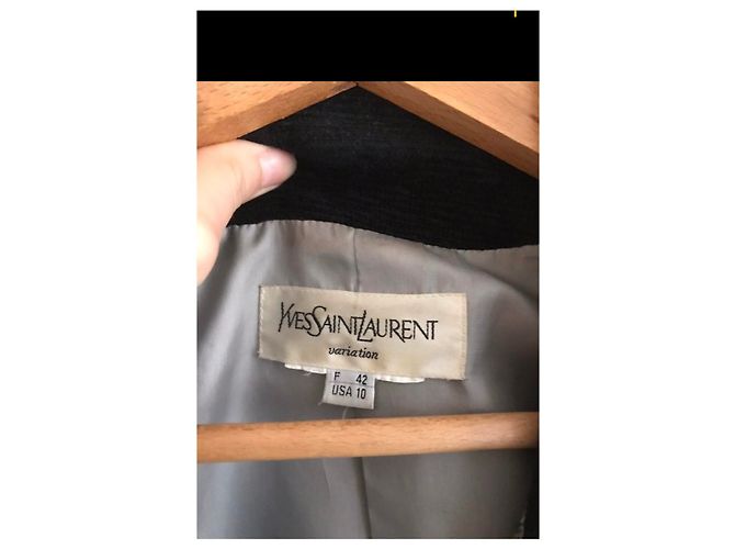 Wolljacke mit schwarzem Samtkragen Yves Saint Laurent Grau - Ansicht 4
