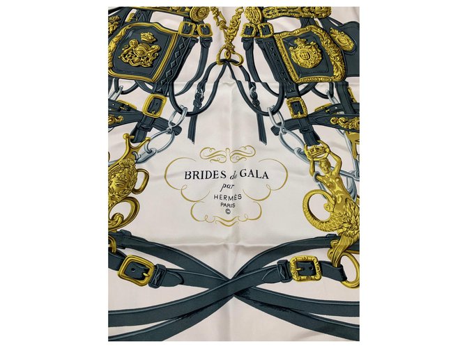 Lenço Hermès Brides de gala de seda azul claro 90 cm - vista 3