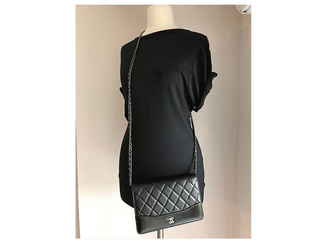 Chanel Wallet on Chain Nero in Pelle di Vitello Invecchiata - vista 10