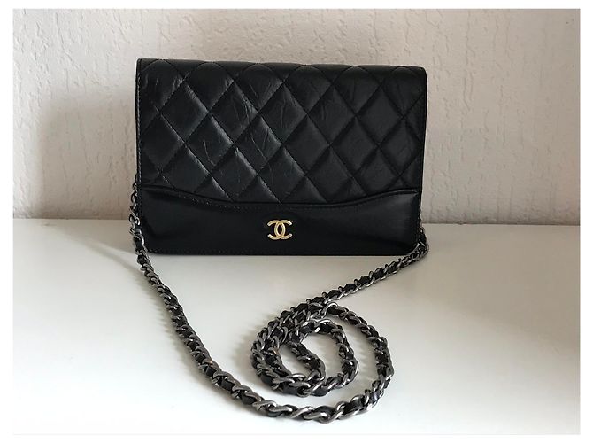 Chanel Wallet on Chain Nero in Pelle di Vitello Invecchiata - vista 13