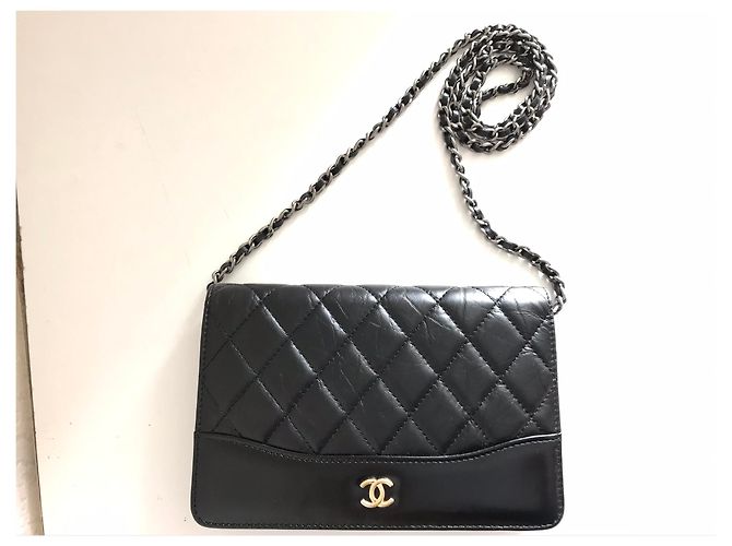 Chanel Wallet on Chain Nero in Pelle di Vitello Invecchiata - vista 14